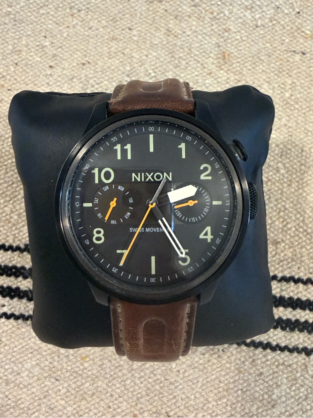 Men’s Nixon The Safari Deluxe Leather Watch